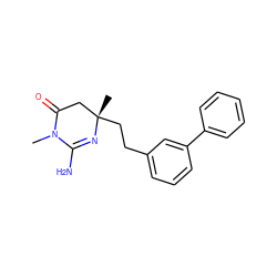 CN1C(=O)C[C@](C)(CCc2cccc(-c3ccccc3)c2)N=C1N ZINC000028827219