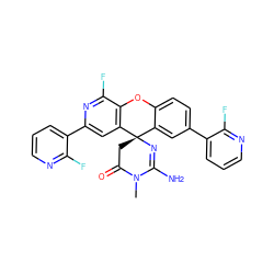 CN1C(=O)C[C@]2(N=C1N)c1cc(-c3cccnc3F)ccc1Oc1c2cc(-c2cccnc2F)nc1F ZINC000203800947