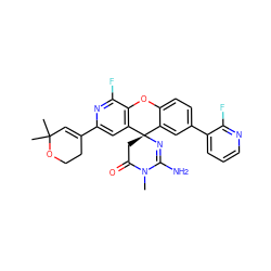 CN1C(=O)C[C@]2(N=C1N)c1cc(-c3cccnc3F)ccc1Oc1c2cc(C2=CC(C)(C)OCC2)nc1F ZINC000145910985