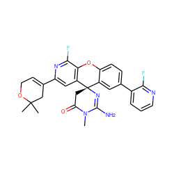 CN1C(=O)C[C@]2(N=C1N)c1cc(-c3cccnc3F)ccc1Oc1c2cc(C2=CCOC(C)(C)C2)nc1F ZINC000146613522