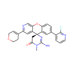 CN1C(=O)C[C@]2(N=C1N)c1cc(-c3cccnc3F)ccc1Oc1cnc(C3=CCOCC3)cc12 ZINC000203800894