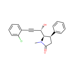 CN1C(=O)C[C@H](c2ccccc2)[C@@H]1[C@@H](O)C#Cc1ccccc1Cl ZINC000028460598