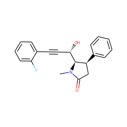 CN1C(=O)C[C@H](c2ccccc2)[C@@H]1[C@@H](O)C#Cc1ccccc1F ZINC000028460819