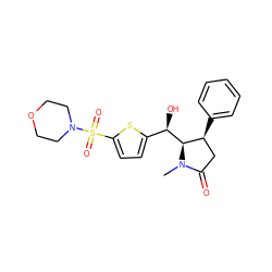 CN1C(=O)C[C@H](c2ccccc2)[C@@H]1[C@H](O)c1ccc(S(=O)(=O)N2CCOCC2)s1 ZINC000034233663