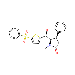 CN1C(=O)C[C@H](c2ccccc2)[C@@H]1[C@H](O)c1ccc(S(=O)(=O)c2ccccc2)s1 ZINC000034232926