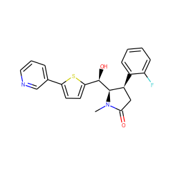 CN1C(=O)C[C@H](c2ccccc2F)[C@@H]1[C@H](O)c1ccc(-c2cccnc2)s1 ZINC000034291520