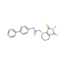 CN1C(=O)C2=C(C1=O)N(CC(=O)Nc1ccc(-c3ccccc3)cc1)CCC2 ZINC001772642643