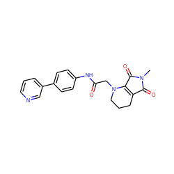 CN1C(=O)C2=C(C1=O)N(CC(=O)Nc1ccc(-c3cccnc3)cc1)CCC2 ZINC001772627800