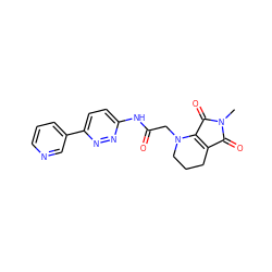 CN1C(=O)C2=C(C1=O)N(CC(=O)Nc1ccc(-c3cccnc3)nn1)CCC2 ZINC001772601112