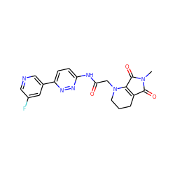 CN1C(=O)C2=C(C1=O)N(CC(=O)Nc1ccc(-c3cncc(F)c3)nn1)CCC2 ZINC001772642898