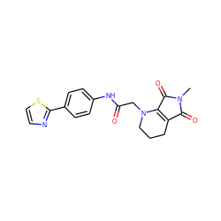 CN1C(=O)C2=C(C1=O)N(CC(=O)Nc1ccc(-c3nccs3)cc1)CCC2 ZINC001772647581