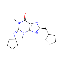 CN1C(=O)C2=C(N[C@H](CC3CCCC3)N2)N2CC3(CCCC3)N=C12 ZINC000100795200