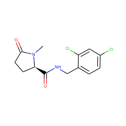 CN1C(=O)CC[C@@H]1C(=O)NCc1ccc(Cl)cc1Cl ZINC000042921829