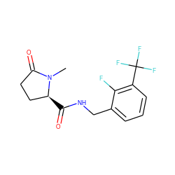 CN1C(=O)CC[C@@H]1C(=O)NCc1cccc(C(F)(F)F)c1F ZINC000095565082