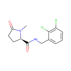 CN1C(=O)CC[C@@H]1C(=O)NCc1cccc(Cl)c1Cl ZINC000095566074