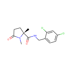 CN1C(=O)CC[C@]1(C)C(=O)NCc1ccc(Cl)cc1Cl ZINC000095565246