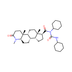 CN1C(=O)CC[C@]2(C)[C@@H]3CC[C@]4(C)[C@@H](C(=O)N(C(=O)NC5CCCCC5)C5CCCCC5)CC[C@@H]4[C@@H]3CC[C@@H]12 ZINC000028758851