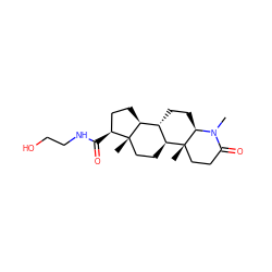 CN1C(=O)CC[C@]2(C)[C@H]3CC[C@]4(C)[C@@H](C(=O)NCCO)CC[C@H]4[C@@H]3CC[C@@H]12 ZINC000003781394