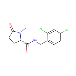 CN1C(=O)CC[C@H]1C(=O)NCc1ccc(Cl)cc1Cl ZINC000042921827