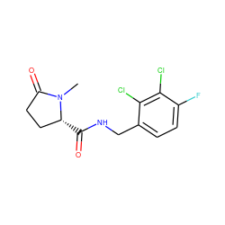 CN1C(=O)CC[C@H]1C(=O)NCc1ccc(F)c(Cl)c1Cl ZINC000095565551