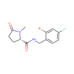 CN1C(=O)CC[C@H]1C(=O)NCc1ccc(F)cc1Br ZINC000095565605