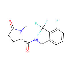 CN1C(=O)CC[C@H]1C(=O)NCc1cccc(F)c1C(F)(F)F ZINC000095565049