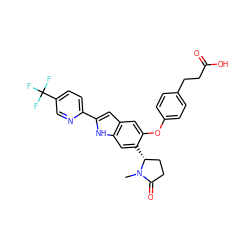 CN1C(=O)CC[C@H]1c1cc2[nH]c(-c3ccc(C(F)(F)F)cn3)cc2cc1Oc1ccc(CCC(=O)O)cc1 ZINC000209680509