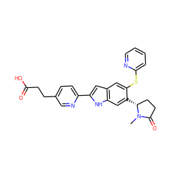 CN1C(=O)CC[C@H]1c1cc2[nH]c(-c3ccc(CCC(=O)O)cn3)cc2cc1Sc1ccccn1 ZINC000209690743