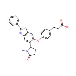 CN1C(=O)CC[C@H]1c1cc2[nH]c(-c3ccccc3)cc2cc1Oc1ccc(CCC(=O)O)cc1 ZINC000209715200