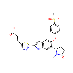 CN1C(=O)CC[C@H]1c1cc2[nH]c(-c3ncc(CCC(=O)O)s3)cc2cc1Oc1ccc(S(C)(=O)=O)cc1 ZINC000209702118