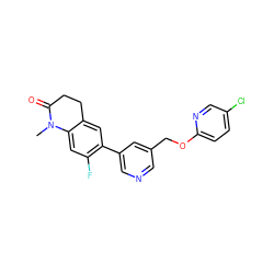 CN1C(=O)CCc2cc(-c3cncc(COc4ccc(Cl)cn4)c3)c(F)cc21 ZINC000220995586