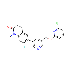 CN1C(=O)CCc2cc(-c3cncc(COc4cccc(Cl)n4)c3)c(F)cc21 ZINC000221021444