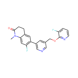 CN1C(=O)CCc2cc(-c3cncc(COc4ncccc4F)c3)c(F)cc21 ZINC000220995511