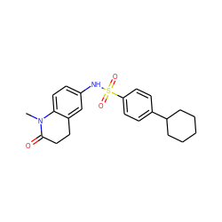 CN1C(=O)CCc2cc(NS(=O)(=O)c3ccc(C4CCCCC4)cc3)ccc21 ZINC000591683473