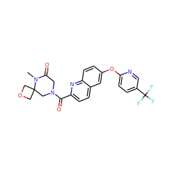 CN1C(=O)CN(C(=O)c2ccc3cc(Oc4ccc(C(F)(F)F)cn4)ccc3n2)CC12COC2 ZINC001772592595