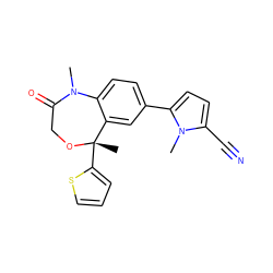 CN1C(=O)CO[C@@](C)(c2cccs2)c2cc(-c3ccc(C#N)n3C)ccc21 ZINC000034506729