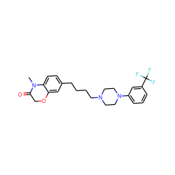 CN1C(=O)COc2cc(CCCCN3CCN(c4cccc(C(F)(F)F)c4)CC3)ccc21 ZINC000013779692