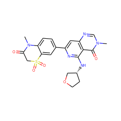 CN1C(=O)CS(=O)(=O)c2cc(-c3cc4ncn(C)c(=O)c4c(N[C@@H]4CCOC4)n3)ccc21 ZINC000115624888