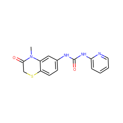 CN1C(=O)CSc2ccc(NC(=O)Nc3ccccn3)cc21 ZINC000004035652