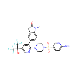 CN1C(=O)Cc2cc(-c3cc(C(O)(C(F)(F)F)C(F)(F)F)cnc3N3CCN(S(=O)(=O)c4ccc(N)nc4)CC3)ccc21 ZINC000299828531