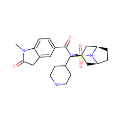 CN1C(=O)Cc2cc(C(=O)N[C@@H]3C[C@@H]4CC[C@H](C3)N4S(=O)(=O)CC3CCNCC3)ccc21 ZINC000653851518