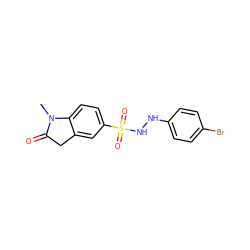 CN1C(=O)Cc2cc(S(=O)(=O)NNc3ccc(Br)cc3)ccc21 ZINC000653792952