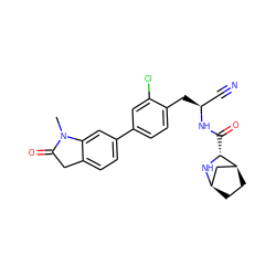 CN1C(=O)Cc2ccc(-c3ccc(C[C@@H](C#N)NC(=O)[C@H]4N[C@@H]5CC[C@H]4C5)c(Cl)c3)cc21 ZINC000219310614