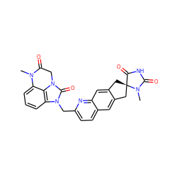 CN1C(=O)Cn2c(=O)n(Cc3ccc4cc5c(cc4n3)C[C@@]3(C5)C(=O)NC(=O)N3C)c3cccc1c32 ZINC000049071807