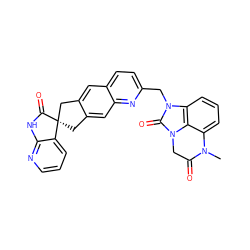 CN1C(=O)Cn2c(=O)n(Cc3ccc4cc5c(cc4n3)C[C@@]3(C5)C(=O)Nc4ncccc43)c3cccc1c32 ZINC000043153535