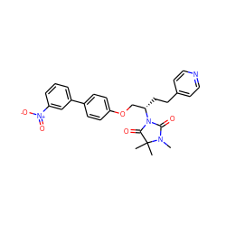 CN1C(=O)N([C@@H](CCc2ccncc2)COc2ccc(-c3cccc([N+](=O)[O-])c3)cc2)C(=O)C1(C)C ZINC000013587507