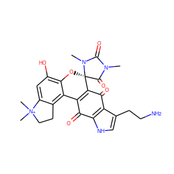 CN1C(=O)N(C)[C@@]2(Oc3c(O)cc4c(c3C3=C2C(=O)c2c(CCN)c[nH]c2C3=O)CC[N+]4(C)C)C1=O ZINC000014977569