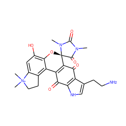 CN1C(=O)N(C)[C@]2(Oc3c(O)cc4c(c3C3=C2C(=O)c2c(CCN)c[nH]c2C3=O)CC[N+]4(C)C)C1=O ZINC000015212618