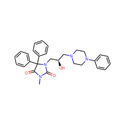 CN1C(=O)N(C[C@H](O)CN2CCN(c3ccccc3)CC2)C(c2ccccc2)(c2ccccc2)C1=O ZINC000073170061