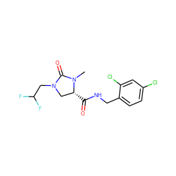 CN1C(=O)N(CC(F)F)C[C@H]1C(=O)NCc1ccc(Cl)cc1Cl ZINC000095565357